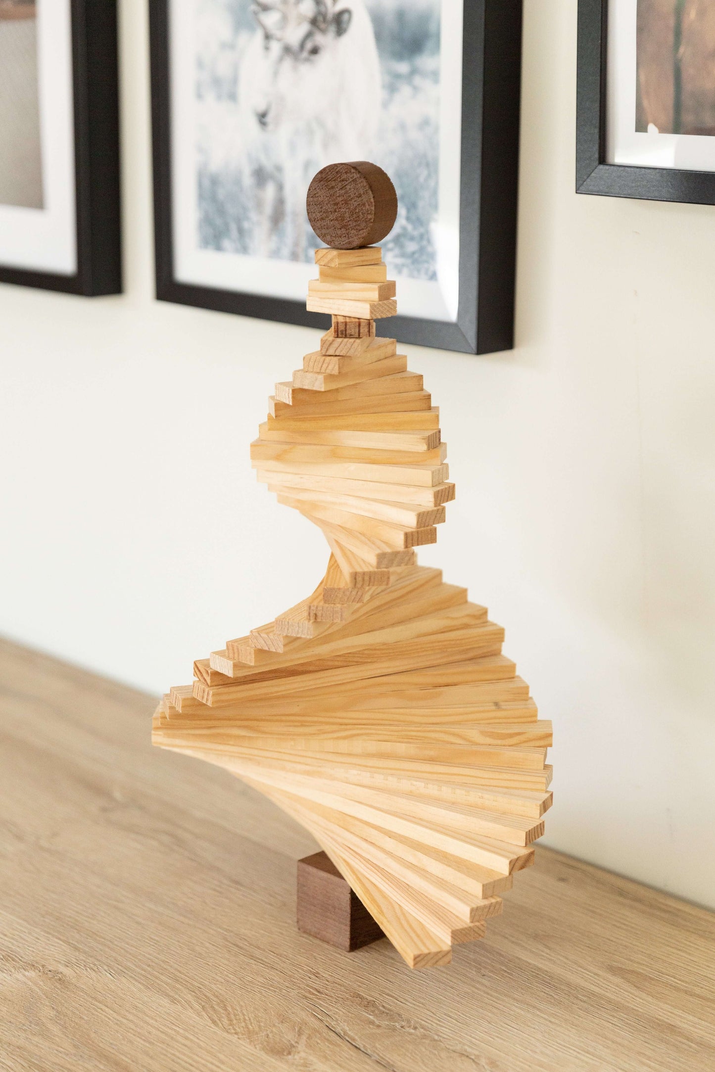 Sapin de Noël en bois 45 cm - Sapinou Mini en ellipse brut
