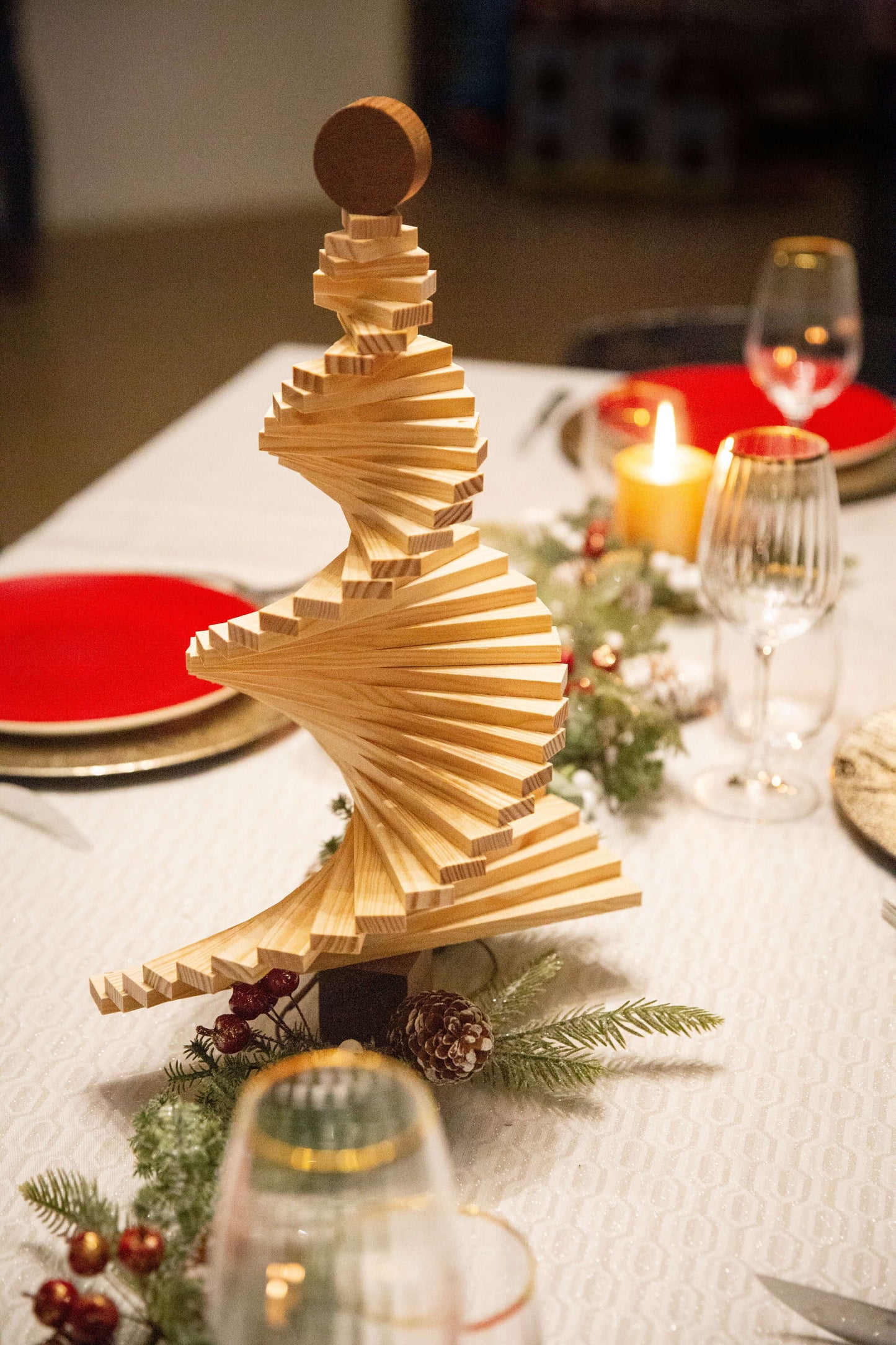 Sapin de Noël en bois 45 cm - Sapinou Mini en ellipse brut