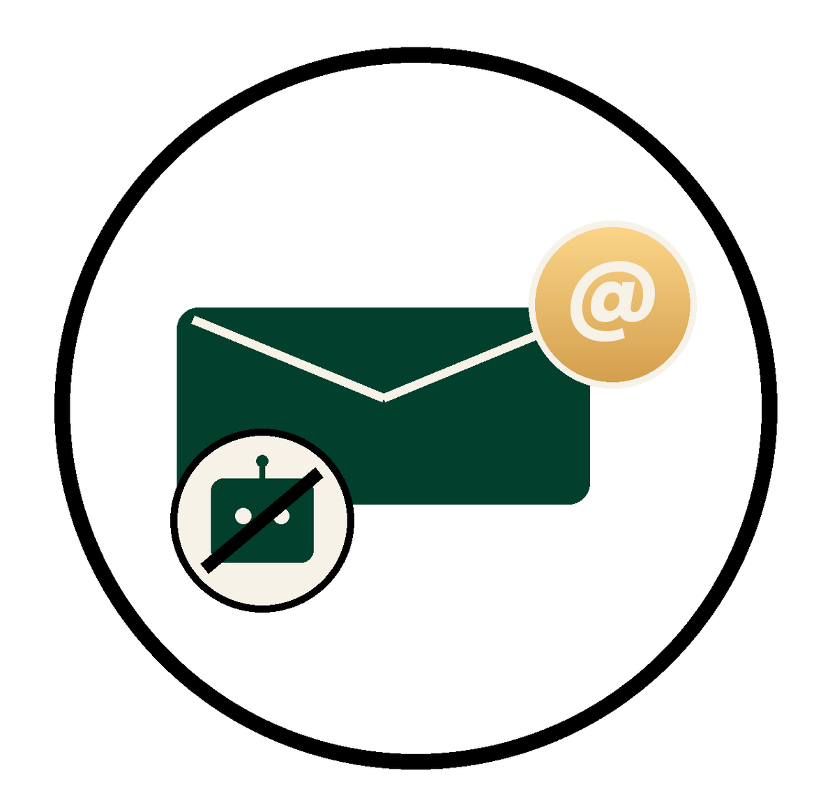 Badge service client montrant qu'il n'est pas géré par un robot et qu'il faut envoyer un mail